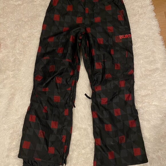 Vintage 90s Burton Dryride Checkered Pattern Flannel Snowpants Small Red Black - Picture 3 of 9